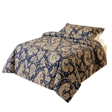 Navy Reversible Paisley Cotton Comforter Set