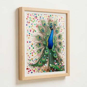 Confetti Peacock Ii - Unframed Print On Wood (synthetic illustration; no displayed measurements)