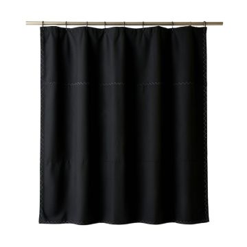Slate Dell Shower Curtain Hanging Flat From A Plain Rod - Black