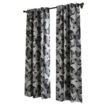 Mid Century Modern Abstract Butterfly Pattern Window Curtains