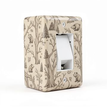 Woodland Forest Bear By Branch Twigs 1-Gang Toggle Light Switch Wall Plate (synthetic illustration; no displayed measurements)