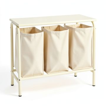 Moss Bend Laundry Sorting Station With Plain Removable Bags - Cream (synthetic illustration; no displayed measurements)