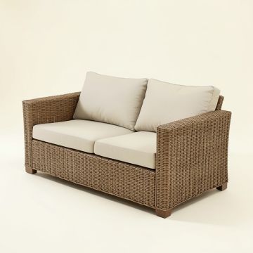 Merlyn Wicker Patio Sofa With Cushions (synthetic illustration; no displayed measurements)