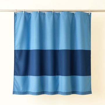Brook Canyon Shower Curtain Hanging Flat From A Plain Rod - Blue (synthetic illustration; no displayed measurements)
