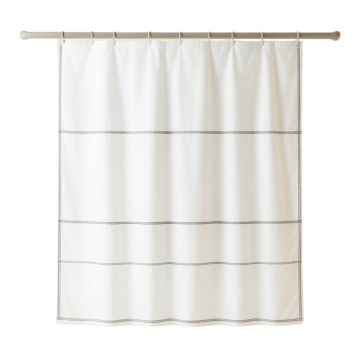 Briar Brook Shower Curtain Hanging Flat From A Plain Rod - White