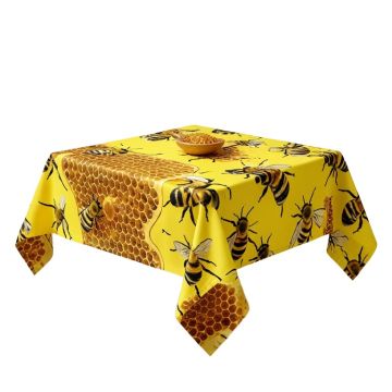 Bumble Bees Producing Honey By Filling Honeycombs Cells Themed Graphic Image Tabletop