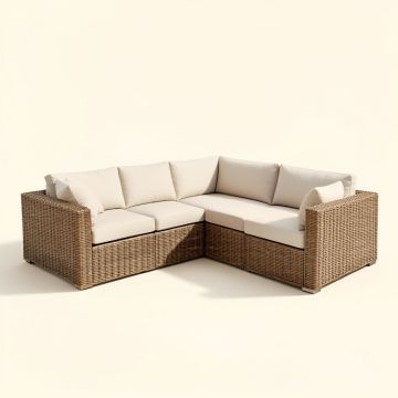 Contemporary Patio Sectional With Cushions (synthetic illustration; no displayed measurements)
