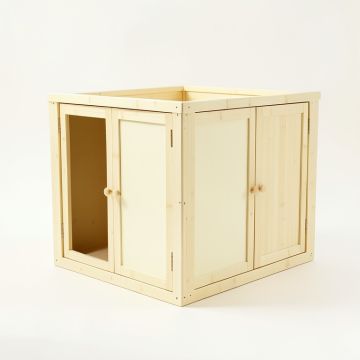 Spruce Crest Empty Furniture-Style Litter Enclosure - Cream (synthetic illustration; no displayed measurements)