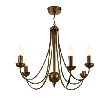 Forada 5 - Light Shaded Wagon Wheel Chandelier