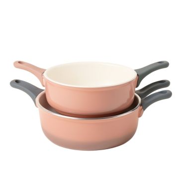 Ayesha Home Collection Porcelain Enamel Nonstick Skillet Twin Pack With Silicone Handle Sleeves