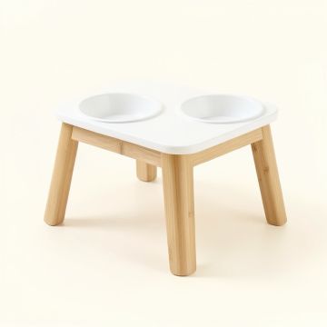 Olive Dale Pet Feeding Stand With Two Plain Empty Bowls - White (synthetic illustration; no displayed measurements)