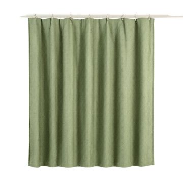 Cedar Bend Shower Curtain Hanging Flat From A Plain Rod - Green (synthetic illustration; no displayed measurements)