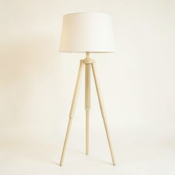 Olive Crossing Floor Lamp With A Plain Fabric Shade - Ivory (synthetic illustration; no displayed measurements)