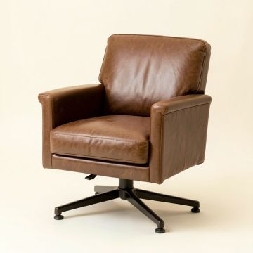 Nolan 24.8 '' Wide Genuine Leather Swivel Armchair (synthetic illustration; no displayed measurements)