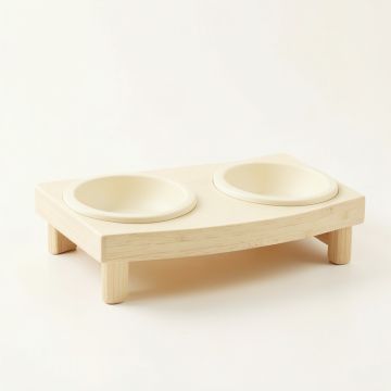 Dune Dell Pet Feeding Stand With Two Plain Empty Bowls - Cream (synthetic illustration; no displayed measurements)