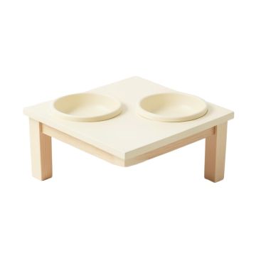 Summit Branch Pet Feeding Stand With Two Plain Empty Bowls - Cream