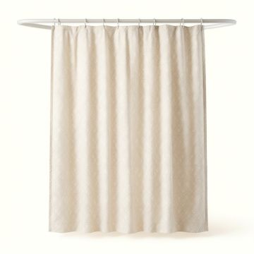 Oak Brook Shower Curtain Hanging Flat From A Plain Rod - Ivory (synthetic illustration; no displayed measurements)