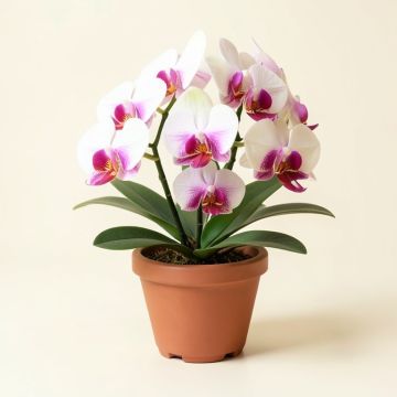 Silk Phalaenopsis Orchids Floral Arrangement In Pot (synthetic illustration; no displayed measurements)