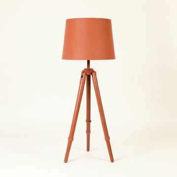 Cedar Bluff Floor Lamp With A Plain Fabric Shade - Terracotta (synthetic illustration; no displayed measurements)