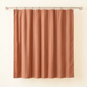 Maple Bend Shower Curtain Hanging Flat From A Plain Rod - Terracotta (synthetic illustration; no displayed measurements)