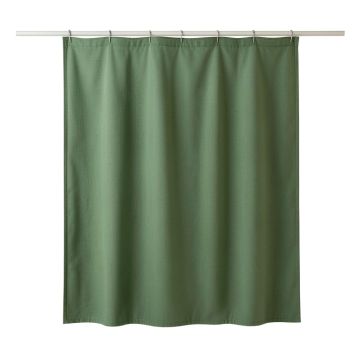 Ridge Canyon Shower Curtain Hanging Flat From A Plain Rod - Green