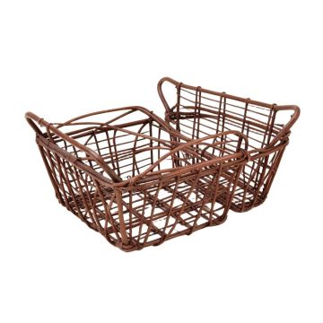 2 Piece Wire/Wood Basket Set