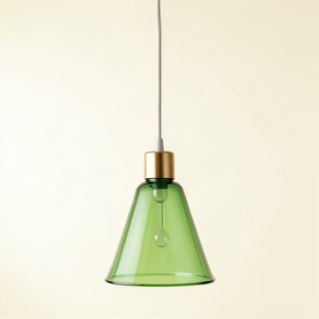 Spruce Arc Pendant Light Suspended From One Plain Cable - Green (synthetic illustration; no displayed measurements)