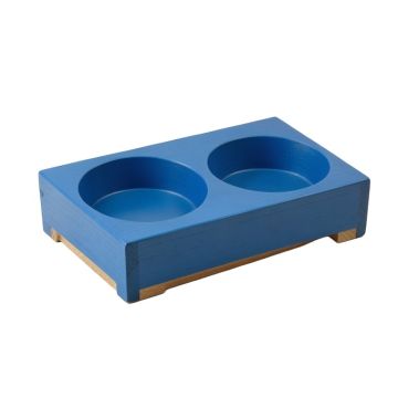 Spruce Arc Pet Feeding Stand With Two Plain Empty Bowls - Blue