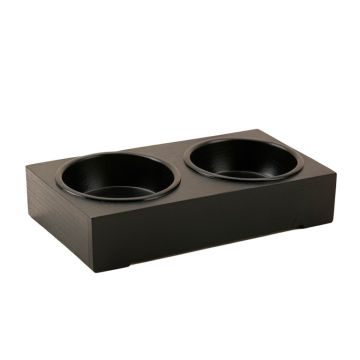 Slate Canyon Pet Feeding Stand With Two Plain Empty Bowls - Black