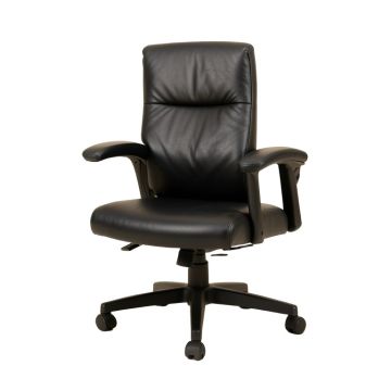 Black Leather Chair With Padded Arms