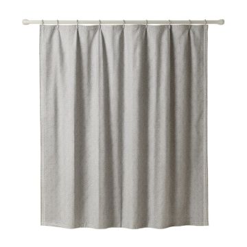Flint Canyon Shower Curtain Hanging Flat From A Plain Rod - Gray