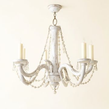 5 - Light Candle Style Classic / Traditional Chandelier With Beaded Accents (synthetic illustration; no displayed measurements)