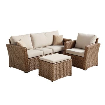 Ayala 3 Piece Rattan Seating Group With Cushions