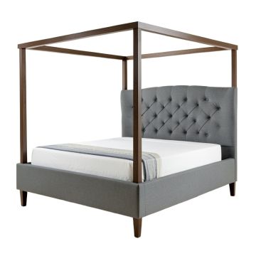 Wigston Queen Tufted Upholstered Low Profile Four Poster Bed