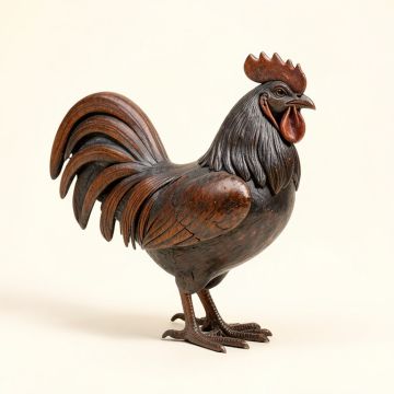 Cousar Metal/Wood Rooster Figurine (synthetic illustration; no displayed measurements)