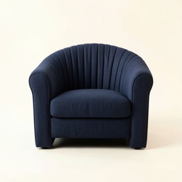 Oak Arc Upholstered Armchair - Navy (synthetic illustration; no displayed measurements)