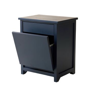 Lake Canyon Freestanding Pull-Out Hamper Cabinet - Navy