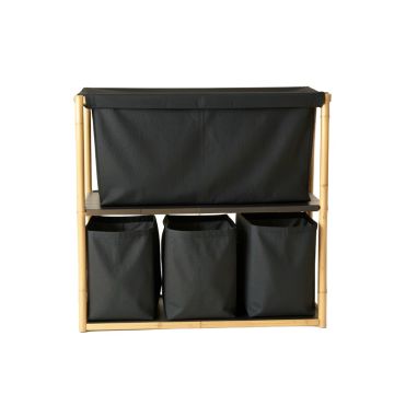 Meadow Dale Laundry Sorting Station With Plain Removable Bags - Black
