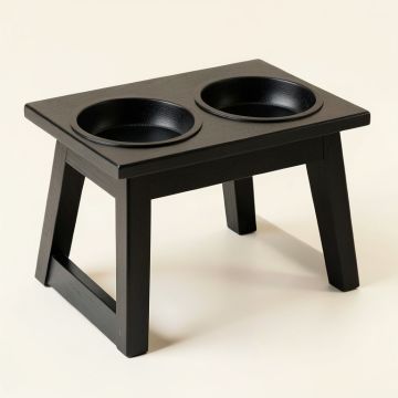 Flint Crossing Pet Feeding Stand With Two Plain Empty Bowls - Black (synthetic illustration; no displayed measurements)