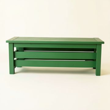 Rowan Arc Narrow Outdoor Storage Bench - Green (synthetic illustration; no displayed measurements)