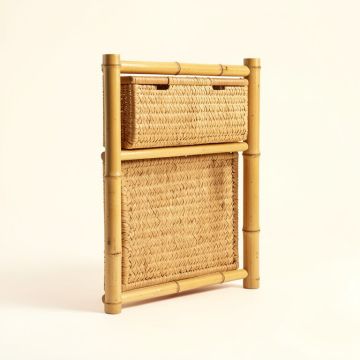 Bamboo Wall Storage Organizer With Wall Basket (synthetic illustration; no displayed measurements)