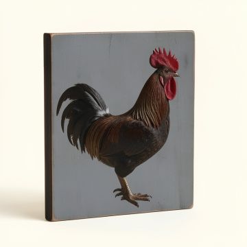 Farm Rooster Vintage Block Sign Wall Decor (synthetic illustration; no displayed measurements)