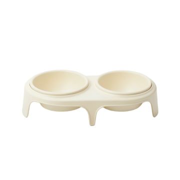 Laurel Bridge Pet Feeding Stand With Two Plain Empty Bowls - Cream