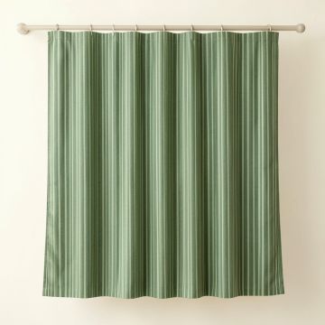 Briar Bluff Shower Curtain Hanging Flat From A Plain Rod - Green (synthetic illustration; no displayed measurements)
