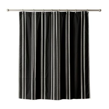 Brook Crest Shower Curtain Hanging Flat From A Plain Rod - Black