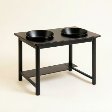 Clay Dale Pet Feeding Stand With Two Plain Empty Bowls - Black (synthetic illustration; no displayed measurements)