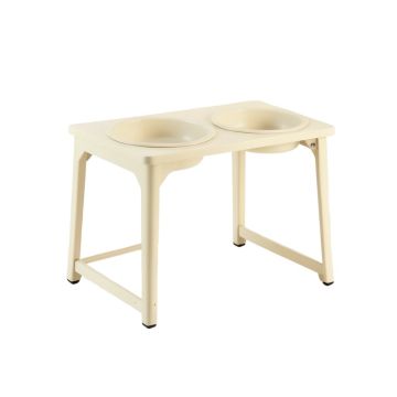 Alder Brook Pet Feeding Stand With Two Plain Empty Bowls - Ivory