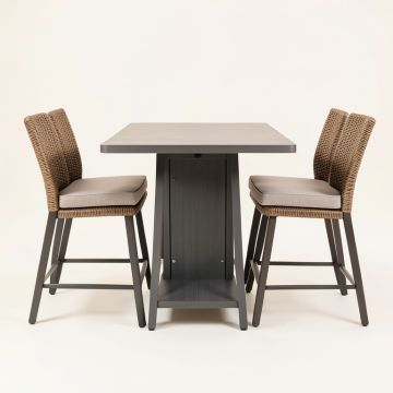 Alijha 3 Piece Bar Height Dining Set With Cushions (synthetic illustration; no displayed measurements)