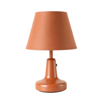 Birch Arc Table Lamp With A Plain Fabric Shade