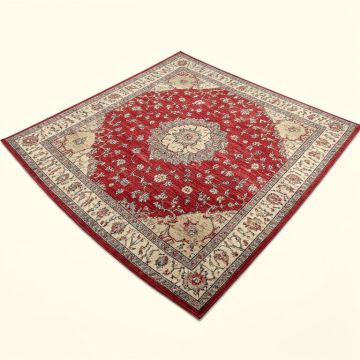 Power Loom Red/Beige/Gray Area Rug (synthetic illustration; no displayed measurements)
